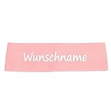 Stirnband mit Namen oder Text personalisiert für Baby oder Kind aus 100% Baumwolle rosa
