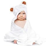 LATTCURE Kapuzenbadetuch Kuschelig und Warm aus Bambusfaser Badetuch Handtuch mit Kapuze für Babys und Kleine Kinder Kapuzenhandtuch 90 * 90 CM
