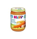 HiPP Karotten mit Mais und Bio-Kalb, 6er Pack (6 x 190 g)