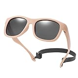 ruggito Unzerbrechliche polarisierte Baby-Sonnenbrille mit Riemen, Flexible Sonnenbrille mit weichem Silikonrahmen für Jungen und Mädchen von 0 bis 36 Monaten