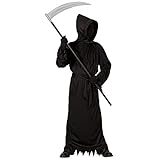 Widmann - Kinderkostüm Reaper, Robe mit Kapuze und unsichtbarer Gesichtsmakse, Gürtel, Halloween, Karneval, Mottoparty