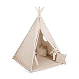 Kinder Zelte Spielzelt Tipi für Kinder aus Holz | Tipi Zelt Indoor minimalistisches Design | Kindertippi Zelt mit Öko-Baumwolltakin | 100% ECO | Made in EU