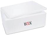 THERM BOX Styroporbox - Thermobox für Essen & Getränke - Styropor Kühlbox Warmhaltebox Innen: 53,5x33,5x20,5cm - 36,74 Liter Wiederverwendbar