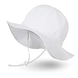 Ami&Li tots Mädchen Sonnenhut Verstellbarer Hut mit breiter Krempe Sonnenschutz UPF 50 für Baby Mädchen Jungen Säugling Kind Kleinkind Unisex, Elfenbeinweiß, Gr.M