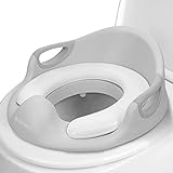 Navaris Kinder Toilettensitz WC Aufsatz - 12 Monate bis 7 Jahre - Baby Sitz Anti-Rutsch Polster Kloaufsatz - Griff und Spritzschutz - Toilettentrainer grau