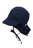 Sterntaler Unisex Schirmmütze mit Nackenschutz und Bindebändern, Alter: 9-12 Monate, Größe: 47, Blau (Marine)