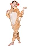 corimori - Louis der AFFE Kinder Jungen Mädchen Onesie Jumpsuit Anzug Kostüm Verkleidung (Gr. 90-110 cm), Hellbraun