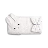 saewelo Kapuzenbadetuch für Babys und Kinder, 100% Bio-Baumwolle, Oeko-Tex, 100x100 cm (Weiß)