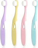 baby zahnbürste weich nano zahnbürste ，zahnbürste kinder für 1-6 jahre， zahnbürste weich mit zungenreiniger 4 Packung (pink 4)