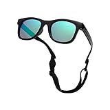 Pro Acme TPEE Polarisierte Baby Sonnenbrille mit Gurt-flexiblen Kleinkind-Sonnenbrillen für 0-24 Monate (Schwarz Rahmen | Grün Verspiegelt Linse)
