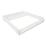 Puckdaddy Wickelaufsatz Fridolin – 78x70x10 cm, Wickelauflage aus Holz in Weiß, hochwertiger Wickeltischaufsatz passend für IKEA Brimnes Kommoden, inkl. Montagematerial zur Wandbefestigung
