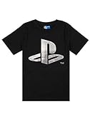 Playstation T-Shirt Jungen Kinderfolien Spiel Konsole Logo Schwarz Top 13-14 Jahre