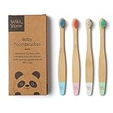 Wild & Stone | Bio-Bambus Baby-Zahnbürste | Vier Farben | Weiche Faserborsten | 100% biologisch abbaubarer Griff | Vegane umweltfreundliche Baby-Zahnbürsten