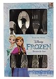 P:os 25650 - Besteck-Set mit Disney Frozen Prägung, 4-teiliges Kinder-Besteck aus rostfreiem Edelstahl, Ess-Besteck mit Messer, Gabel, Suppen-Löffel und Dessert-Löffel, spülmaschinengeeignet
