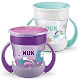 NUK Mini Magic Cup Trinklernbecher 2er-Pack | auslaufsicherer 360°-Trinkrand | ab 6 Monaten | praktische Griffe | BPA-frei | 160 ml | mit Leuchteffekt | mehrfarbig