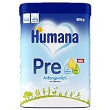 Humana Anfangsmilch Pre, von Geburt an, Milchpulver für Säuglingsmilch, zusätzlich zur Muttermilch oder als alleinige Pre Nahrung, Babynahrung mit DHA und nur Laktose, 800 g