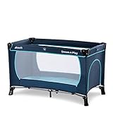 Hauck travel bed Dream N Play Plus, incl. Hauck travel bed mattress, portable and foldable, 120 x 60 cm, blue