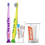 elmex Baby Zahnpflege-Erstausstattung Set - Set bestehend aus Zahnpasta, Zahnbürsten und Becher. Für Kinder von 0-2 Jahren