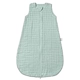 Makian Sommerschlafsack Mull, ärmellos - Leichter Baby Schlafsack ohne Ärmel für Sommer und Frühling, 100% Baumwolle, ÖkoTex Standard 100 - Mint - 90 cm