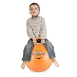 Relaxdays Hüpfball für Kinder, Affen-Motiv, Hopseball mit Griff, Ø 45cm, drinnen & draußen, Sprungball bis 150 kg, braun, 45 cm