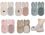 Exemaba Rutschfeste Socken für Baby Mädchen 5 Paar Anti Rutsch Sportsocken Stoppersocken Kinder Anti Rutsch Socken (S, 5 Farben)