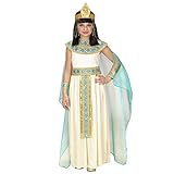 Widmann - Kinderkostüm Cleopatra, Kleid mit Gürtel, Armbänder, Stirnband, Umhang, ägyptische Königin, Karneval, Mottoparty