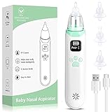MOJINL Baby Nasensauger Elektrischer Nasensekretsauger USB Baby Staubsauger Aufladbarer Nasenreiniger mit 3 Saugstärken, 3 Silikonspitzen und Musik & Licht Beruhigender Funktion für Baby