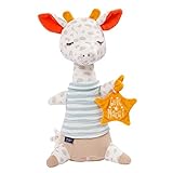 Fehn 053012 Nachtlicht Giraffe - Schlummerlicht & Einschlafhilfe: Kuscheltier mit „Glow-in-the-dark“-Bestickung & Nachtlicht-Modul, für Babys & Kleinkinder ab 0+ Monaten