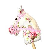 Pink Papaya Steckenpferd, Flower, süßes Spielzeug Pferd aus Stoff mit Sound Funktion: Gewieher und Galoppgeräusch - Farbe: Blumenmuster mit weißer Mähne