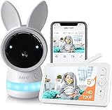 ARENTI Babyphone mit Kamera HD 3MP 5 Zoll, Babyfon mit Kamera IR Nachtsicht, VOX-Modus, Zwei-Wege-Audio, Bewegungs- und Geräuschalarm, Schlaflieder, Temperaturanzeige, Fütterungserinnerung - Weiß