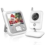 OLEKE Babyphone mit Kamera Smart Baby Monitor Video Überwachung mit 3.2' Digital LCD mit Nachtsichtkamera Schlaflieder Nachtsicht Intercom-Funktion VOX