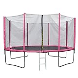 JAWINIO Trampolin Gartentrampolin Trampolin Kinder Komplett-Set Leiter Sprungtuch Randabdeckung (244 cm, Pink)