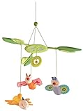 Haba 3735 - Mobile Blütenfalter, Baby-Mobile zum Aufhängen mit 3 abnehmbaren Schmetterlingen, Blätterdach mit Glöckchen und Spiegelfolie, Baby-Spielzeug ab 6 Monaten