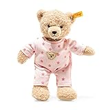 STEIFF Teddy and Me Teddybär Mädchen Baby mit Schlafanzug - 25 cm - Teddybär mit rosa Schlafanzug - Kuscheltier für Babys - weich & waschbar - beige/rosa (241659)