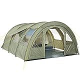 CampFeuer Zelt Multi für 4 Personen | Olivgrün | Tunnelzelt mit riesigem Vorraum, 5000 mm Wassersäule | Campingzelt mit Bodenplane und versetzbarer Vorderwand | Gruppenzelt, Familienzelt