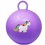 com-four® Hüpfball mit Einhornmotiv, Sprungball für Kinder in lila, Ø 37 cm (01 Stück - lila)