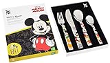 WMF Disney Mickey Mouse Kinderbesteck Set 4-teilig, Kinderbesteck Edelstahl, Besteck Kinder ab 3 Jahre, Cromargan poliert, spülmaschinengeeignet