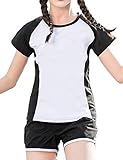 Echinodon Mädchen Sport-Set 2tlg Schnelltrockend T-Shirt + Shorts Trainingsanzug für Jogging Yoga Sommer (110, Weiß)