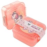 OLWO® Lunchbox-Bentobox für kinder und erwachsenen, Brotdose für Kindergarten, Schule und Ausflüge mit Unterteilung, Lunchbox für kinder Einhorn Pink