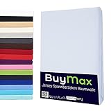 Buymax Spannbettlaken 70x140cm Baumwolle 100% Kinderbett Spannbetttuch Baby Bettlaken Jersey, Matratzenhöhe bis 15 cm, Farbe Weiß