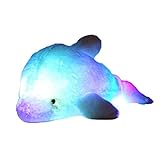 Zinsale 7 Farbwechsel LED aufhellen Gefülltes Delphin Spielzeug Plüsch Kissen Plüschtiere Nachtlicht (Blau, 45cm)