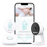 Sense-U Baby Monitor 3 & Kamera,Babyphone,das Sie bei Fehlenden Bauchbewegungen,Rollen,Temperaturen und Erkannten Bewegungen Benachrichtigt, mit Nachtsicht,2-Wege-Sprechfunktion und Großer Reichweite
