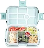 Kinder Lunchbox | Bento Box mit Fächern | Brotdose Kinder | Robuste Brotbox mit 6 Fächer Unterteilung | Kinder Jausenbox Kindergarten Schule (Blau)
