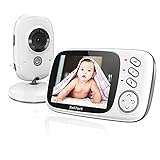 Babyphone mit Kamera, TakTark Babyfon 3,2'' Baby Monitor, Baby Kamera mit VOX Funktion, Gegensprechfunktion, Temperaturüberwachung, Nachtsicht und Schlaflieder (Weiß)