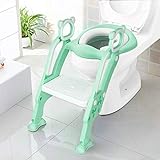 KEPLIN Toilettensitzleiter für Kleinkinder, mit stabiler, rutschfester breiter Stufe und weichem Kissen, Grün