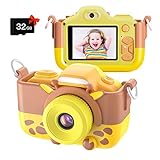 Kriogor Kinder Kamera, Digital Fotokamera Selfie und Videokamera mit 12 Megapixel/ Dual Lens/ 2 Inch Bildschirm/ 1080P HD/ 32G TF Karte, Geburtstagsgeschenk für Kinder (Gelb)
