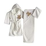 Dafi soft Baby Bademantel, Babyhandtuch mit Kapuze 100% Baumwolle Baby Badetücher Set 3er Pack für 0-2 jahre