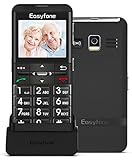 Easyfone Prime-A7 GSM Seniorenhandy ohne Vertrag, 2,0 Zoll HD-IPS-Display Großtasten Mobiltelefon und SOS-Notruftaste mit GPS, Hörgeräte kompatibel, Taschenlampe und Ladestation (Schwarz)