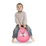 Relaxdays 10022554_52 Hüpfball Kinder, Hase, mit Griff, für Drinnen und Draußen, mit Tier-Motiv, weich, 45 cm Durchmesser, pink