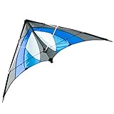 CIM Lenkdrachen - Shuriken MUSTHAVE Blue Sky - Drachen für Kinder ab 8 Jahren - 120x60cm - inklusiv Steuerleinen auf Rollen - Einsteiger Lenkdrachen